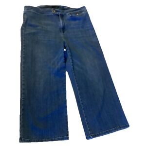 J Jill Denim Jeans Women's 14 Tab Waist Full Leg Crops Medium Wash Blue Casual